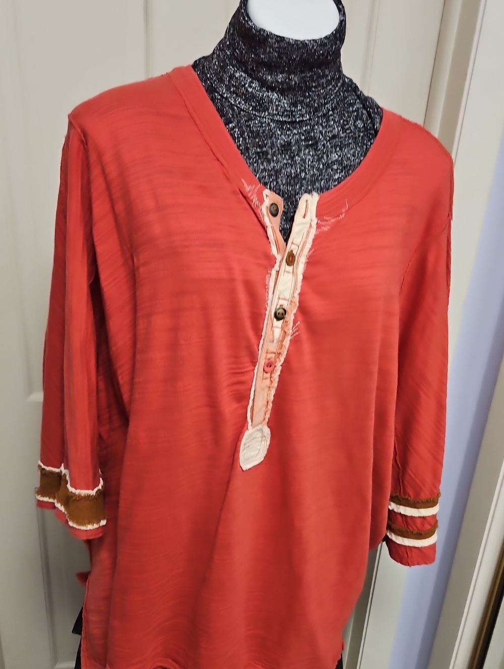 Free People rare Lucky 7 Sleeve Button Henley Top